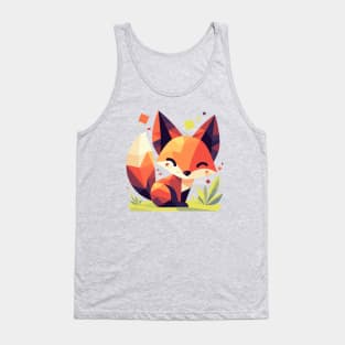 Geometrical Colorful Fox. Adorable Mosaic Cute Kawaii Simple Animal Tank Top